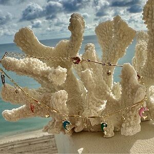 Ankle bracelet 18k Gold overlay with assorted Dolphin Charms